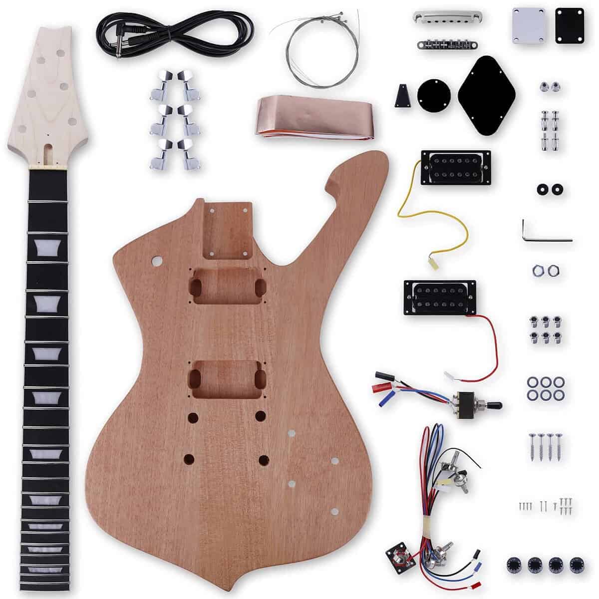 Kit de guitarra eléctrica DIY Leo Jaymz con cuerpo de caoba