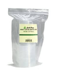 Paquete de 10 vasos de 32 oz y tapa ventilada para moscas