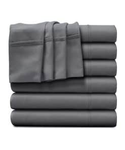 Juego de Sábanas Queen Gris - 6 Piezas de Sábanas Planas