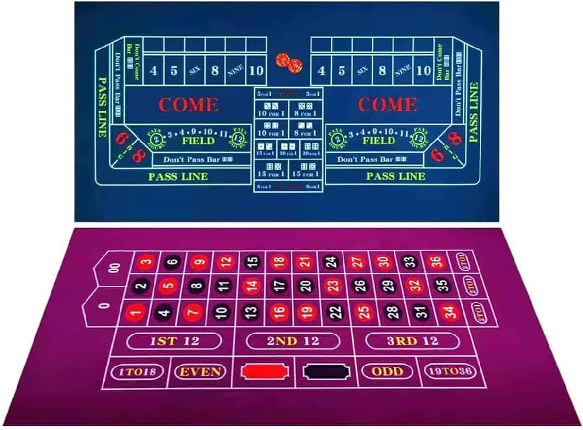 BALIKEN Tapete de Ruleta 84x42 Pulgadas y Tapete de Craps