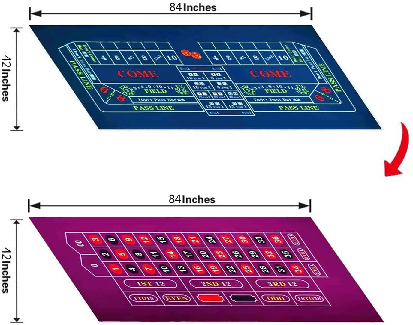 BALIKEN Tapete de Ruleta 84x42 Pulgadas y Tapete de Craps - Imagen 3