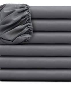 Sábana Ajustable Gris Glarea - Paquete de 6 Sábanas de