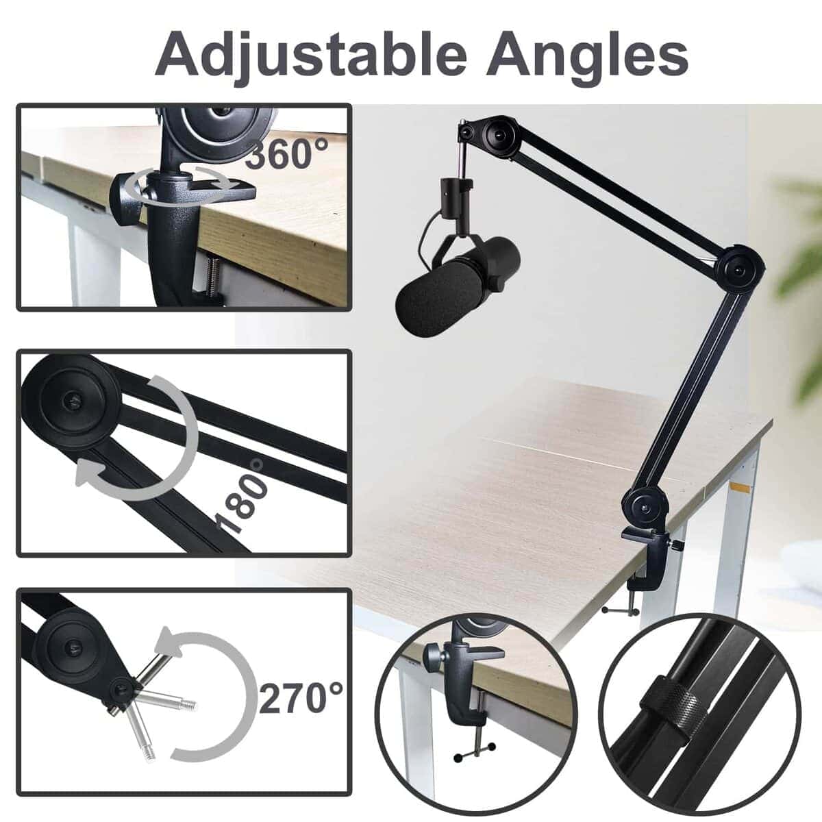 Soporte de brazo de micrófono Boseen Boom para Shure SM7B - Imagen 3