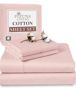 Juego de Sábanas 100% Algodón Puro RV King -Rosa Claro