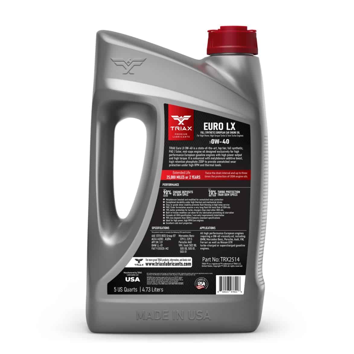 Triax Euro LX 0W-40 Full Synthetic, 20,000 Millas, - Imagen 3