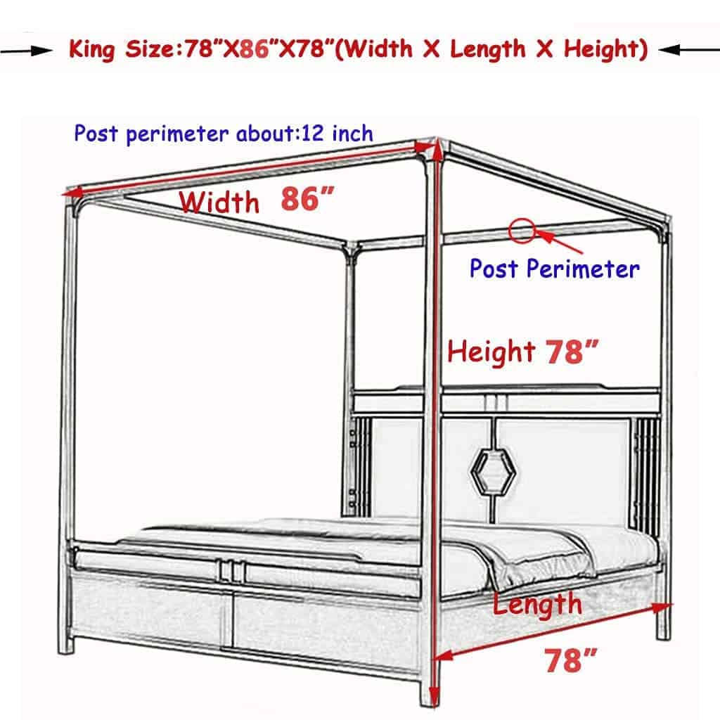 SCMTY Elegante Lujo 4 Esquina Post Mosquitero con Cubierta - Imagen 9