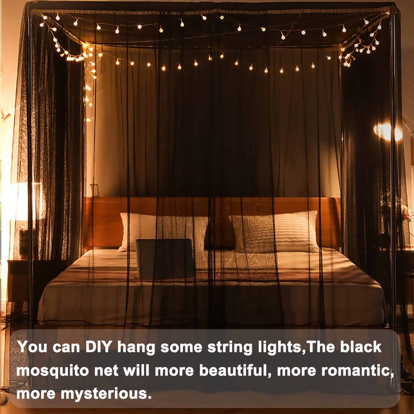 SCMTY Elegante Lujo 4 Esquina Post Mosquitero con Cubierta - Imagen 3