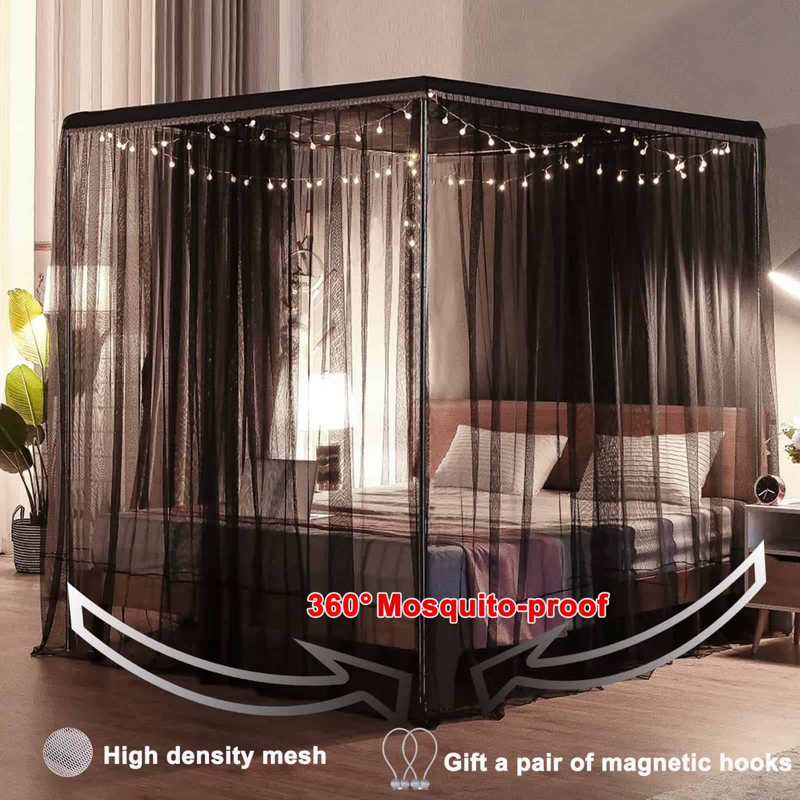 SCMTY Elegante Lujo 4 Esquina Post Mosquitero con Cubierta - Imagen 5