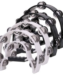 CEE 4Pack 10inch Half Moon Musical Tambourine, Doble Fila