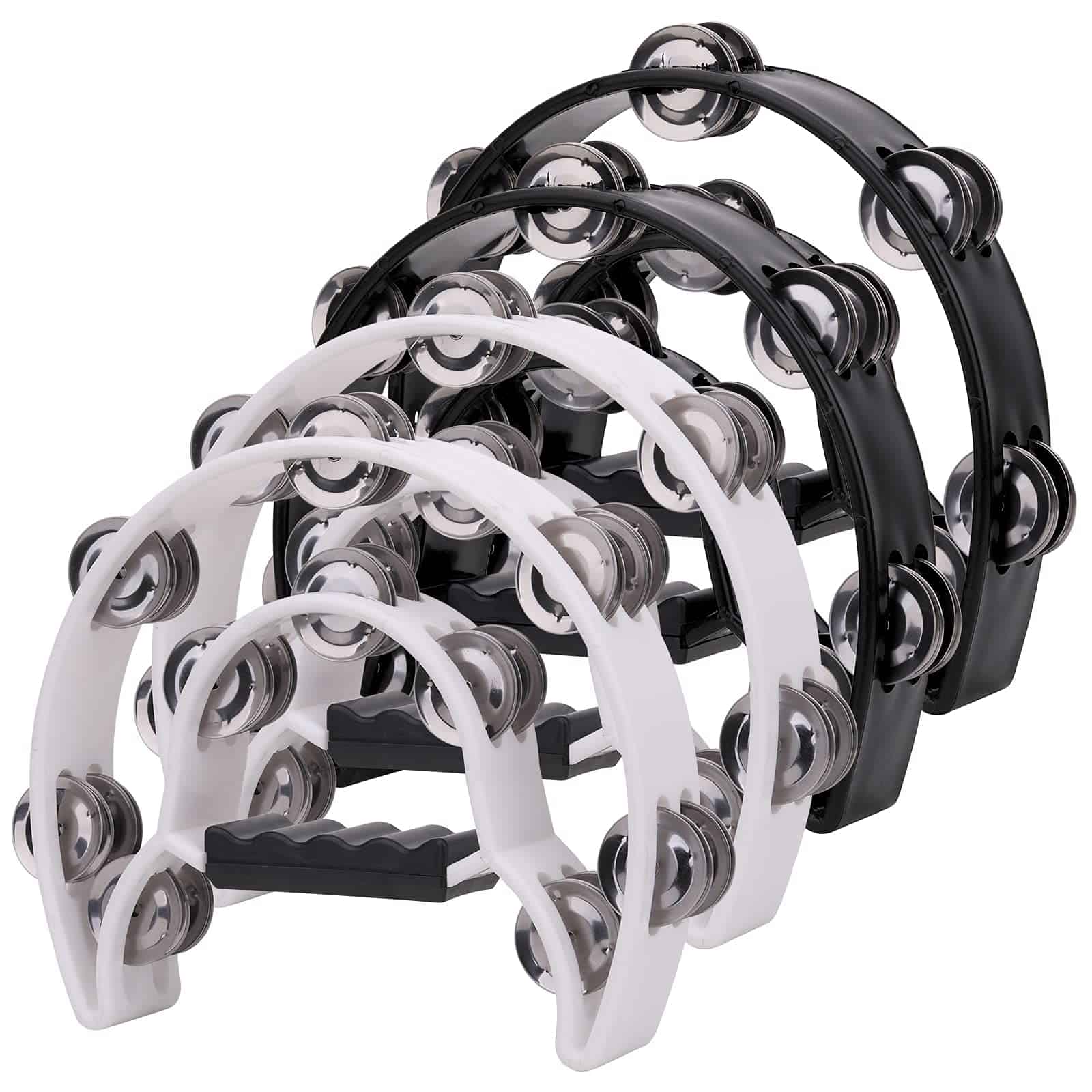 CEE 4Pack 10inch Half Moon Musical Tambourine, Doble Fila
