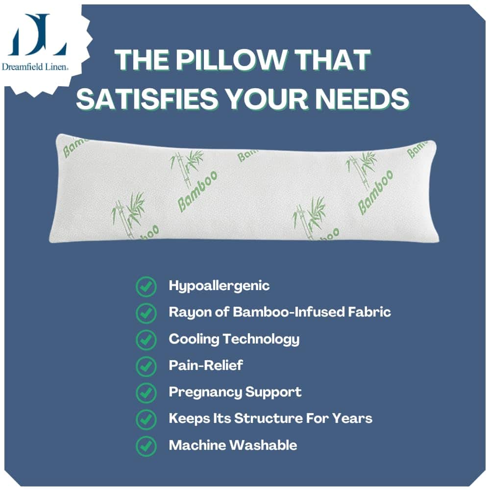 Almohada de cuerpo de bambú DreamField Linen para adultos - - Imagen 6