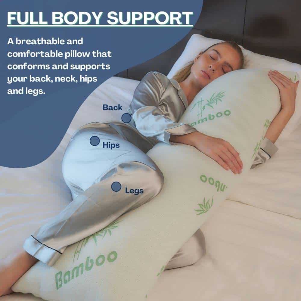 Almohada de cuerpo de bambú DreamField Linen para adultos - - Imagen 3