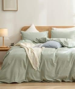 Juego de funda de edredón BESTOUCH 100% -Verde salvia (Sin e