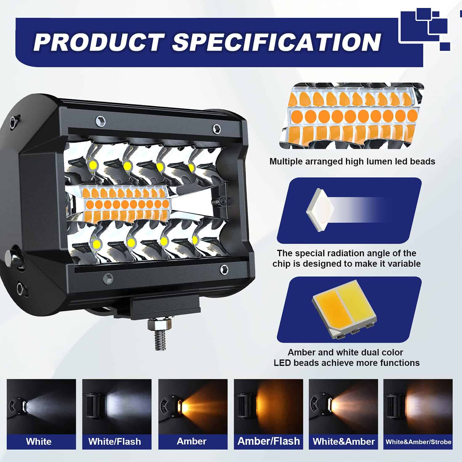 ASLONG 4 Piezas 4 pulgadas Luces de Estrobo LED, Luz de - Imagen 4