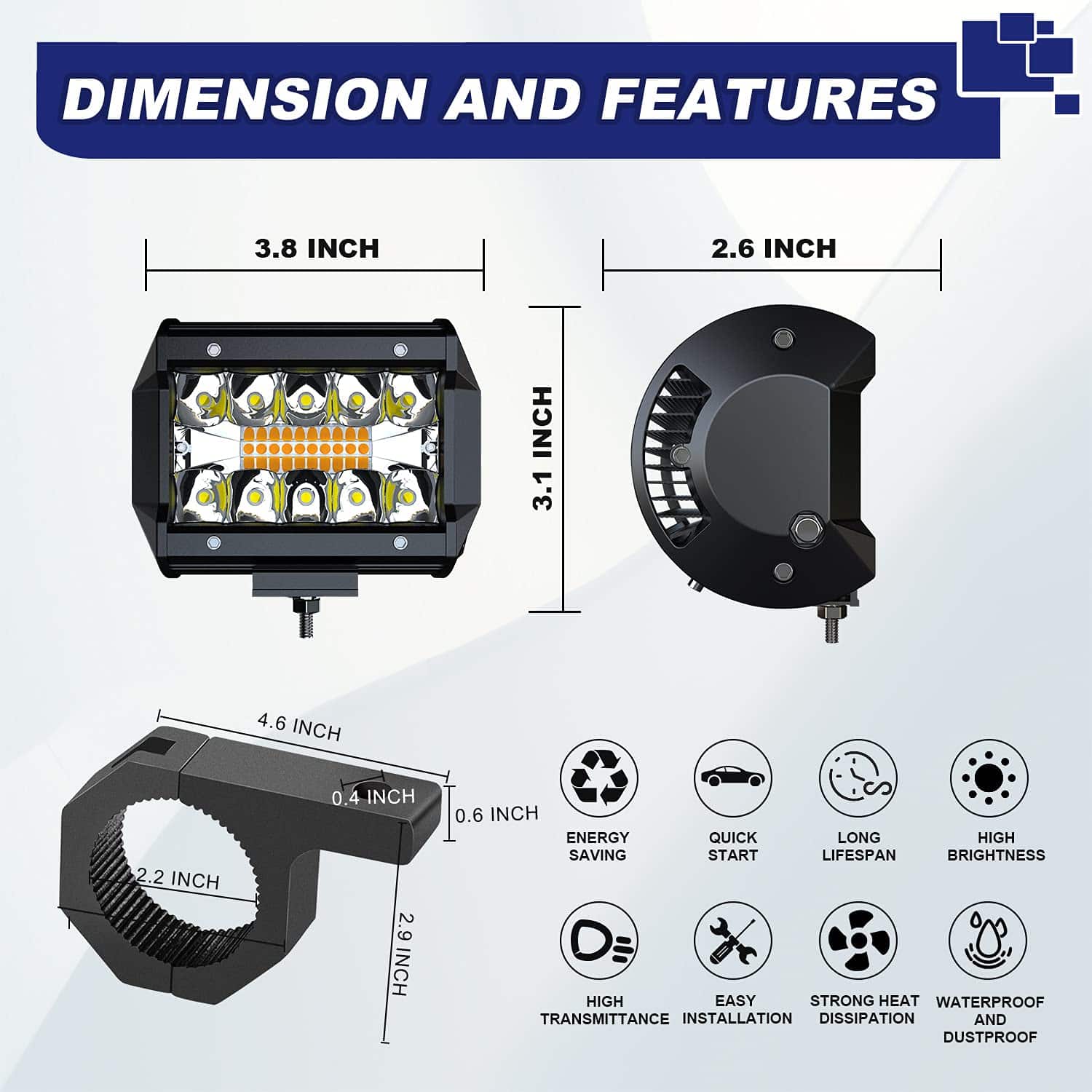 ASLONG 4 Piezas 4 pulgadas Luces de Estrobo LED, Luz de - Imagen 3