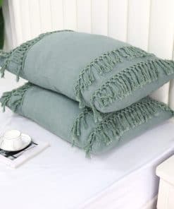 Fundas de Almohada Softta Verde Salvia 20x30 100% Algodón 2