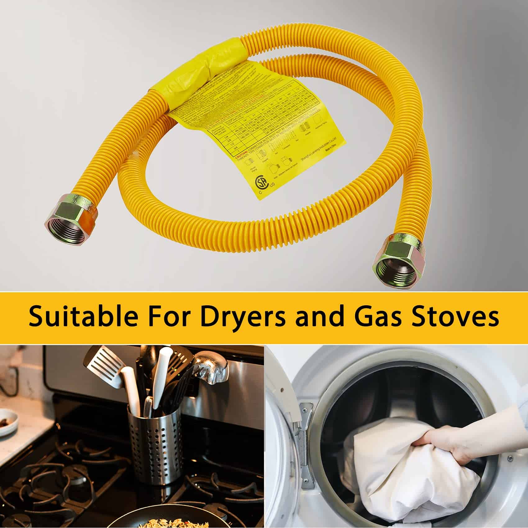 Kit de Línea de Gas Flexible de 48" para Secadora, Estufa, - Imagen 5