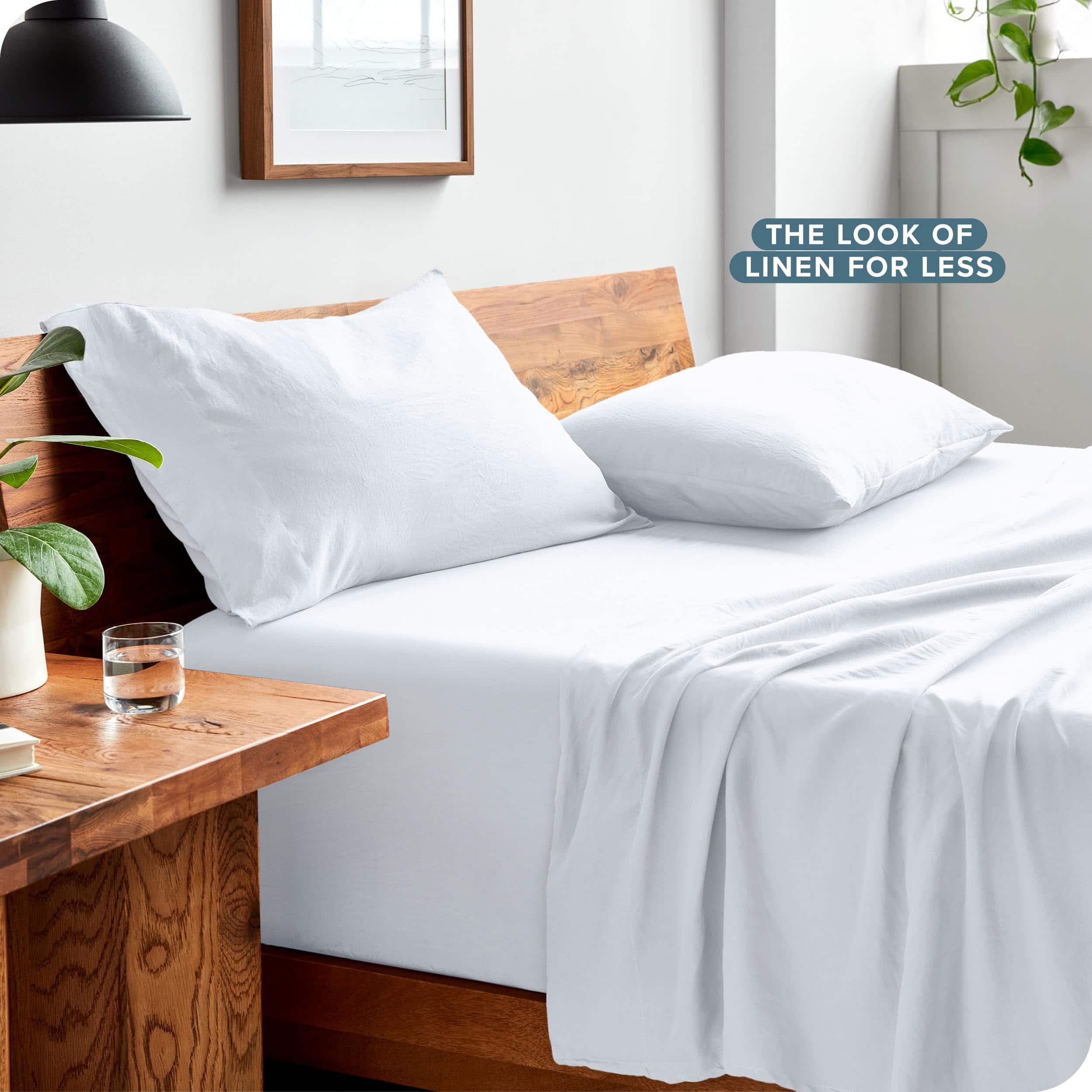 Juego de sábanas Bare Home Queen - Lujo 1800 -Blanco - Imagen 3