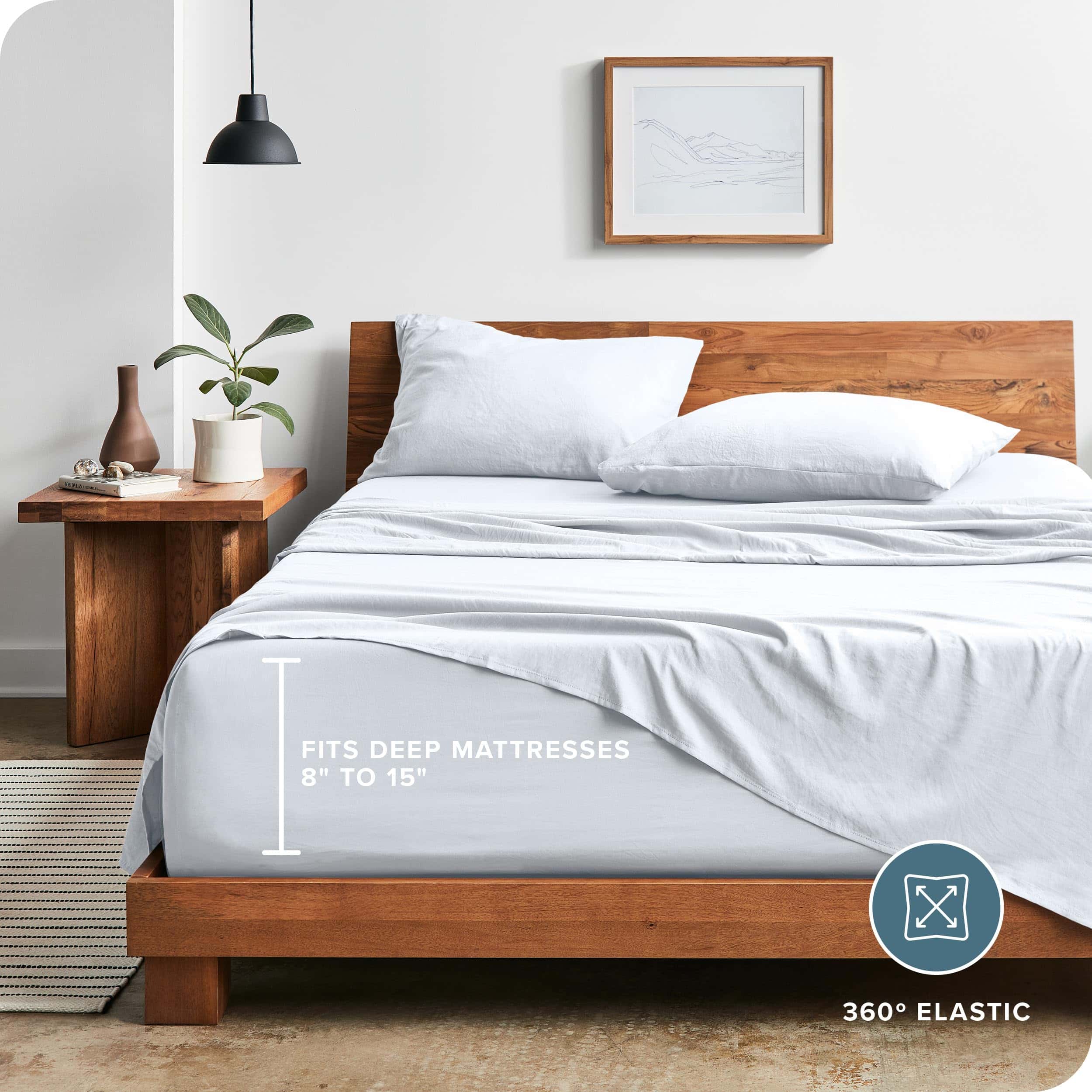 Juego de sábanas Bare Home Queen - Lujo 1800 -Blanco - Imagen 5