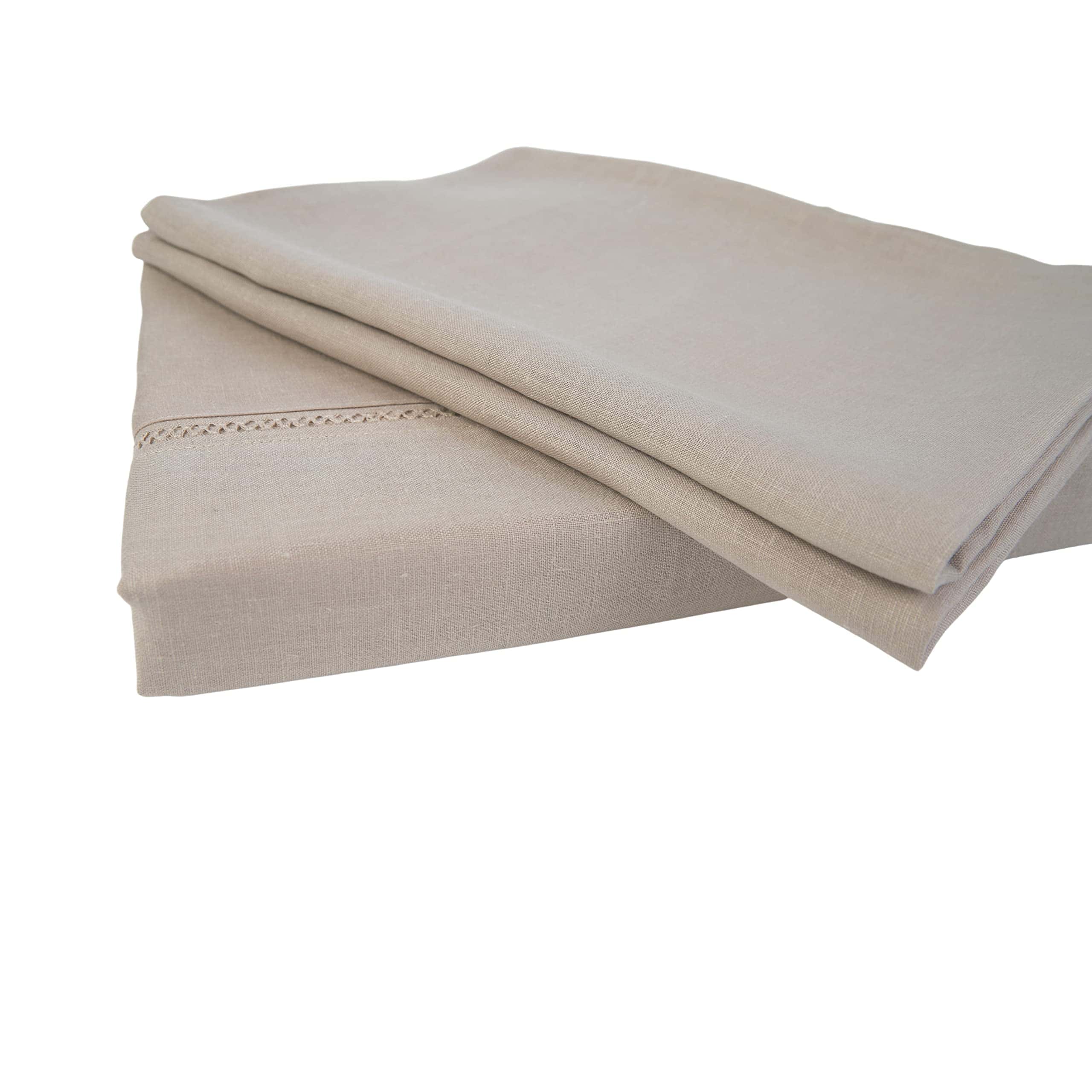 Juego de Sábanas y Fundas de Almohada de Lino -Natural