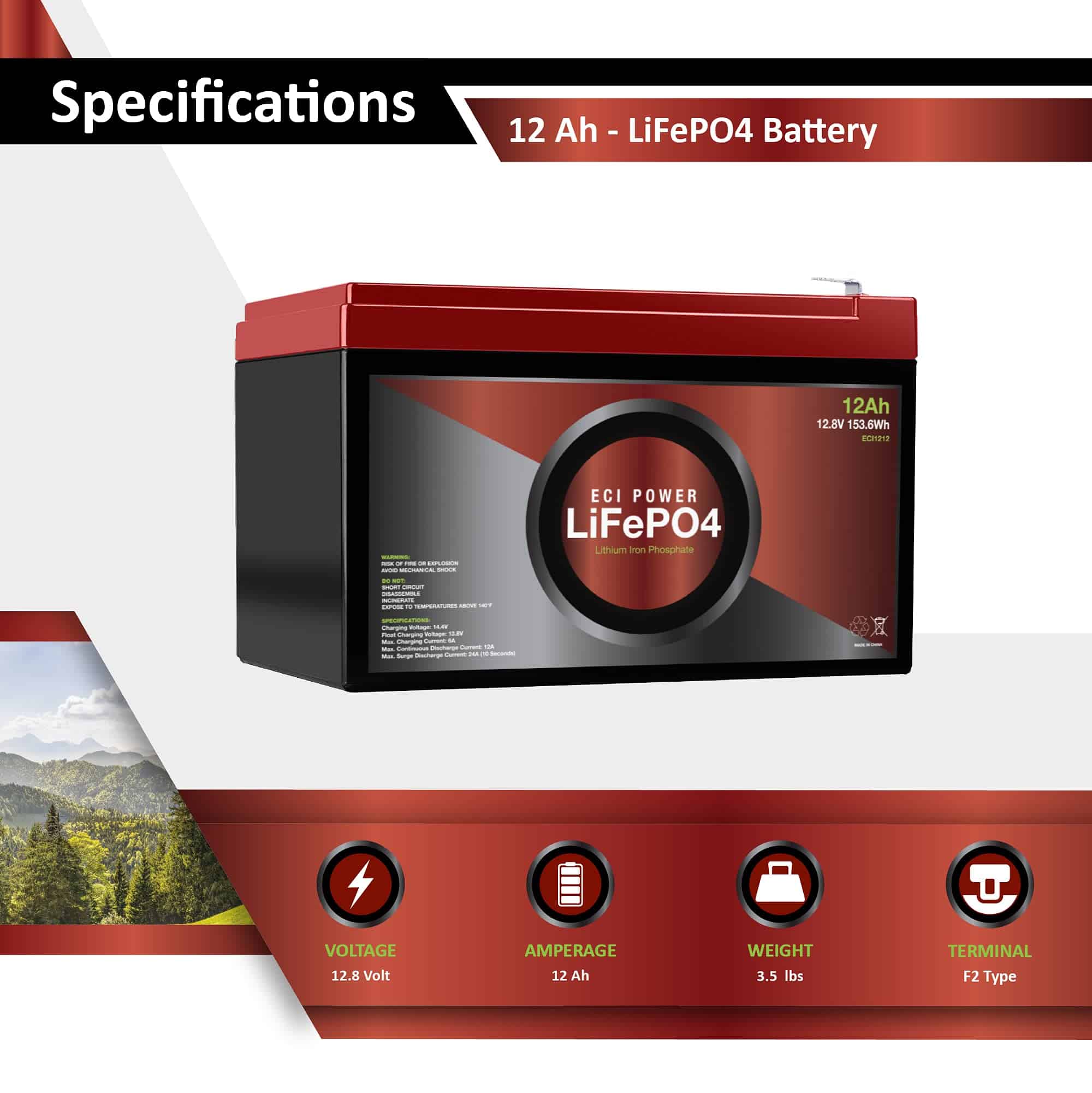 Batería Recargable de Ciclo Profundo de Litio LiFePO4 ECI - Imagen 4