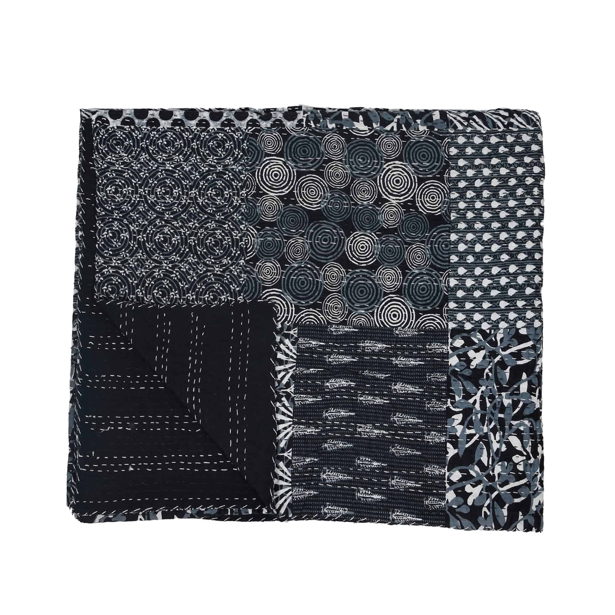 Colcha Kantha de algodón puro hecho a mano de la India - Imagen 5