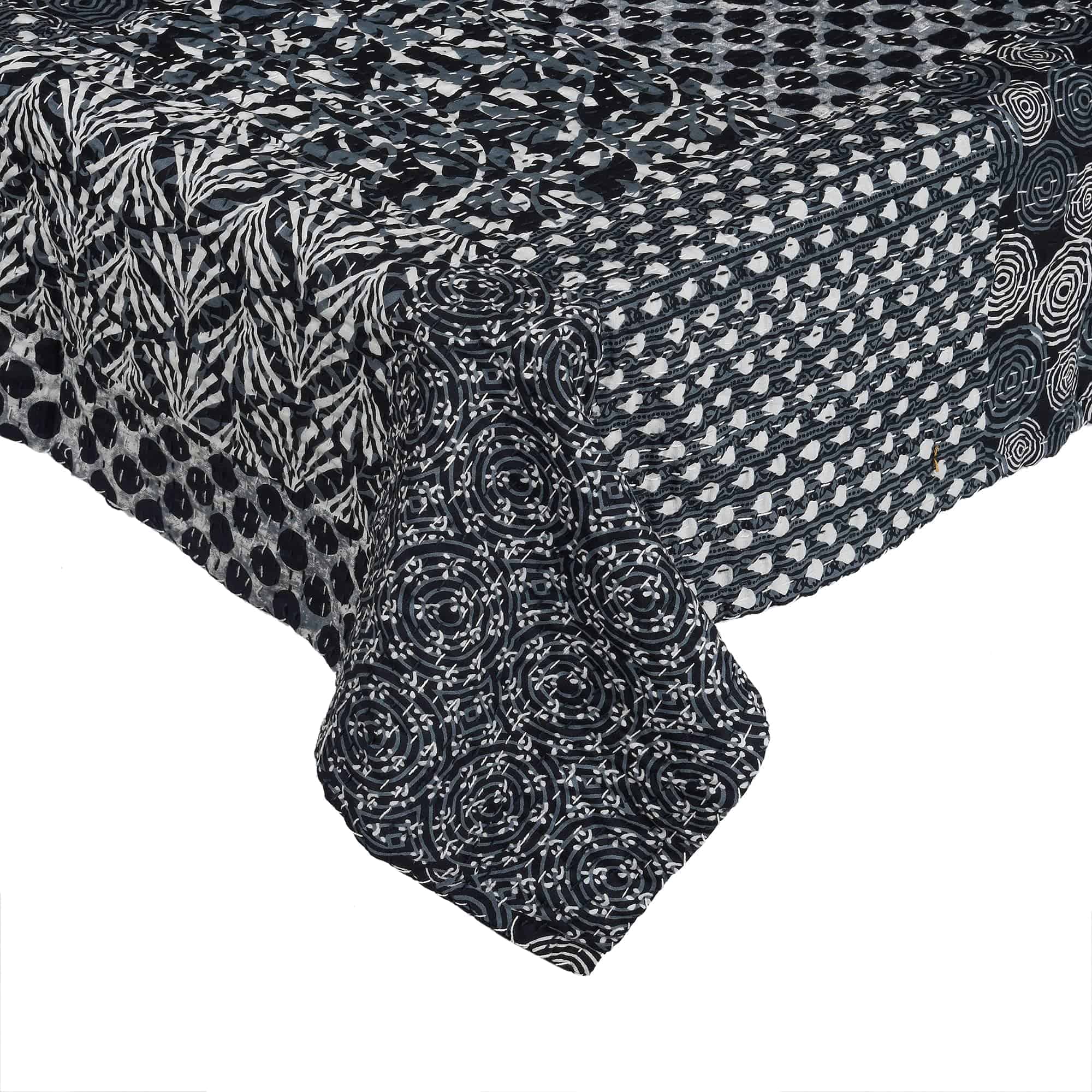 Colcha Kantha de algodón puro hecho a mano de la India - Imagen 4