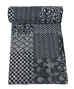 Colcha Kantha de algodón puro hecho a mano de la India