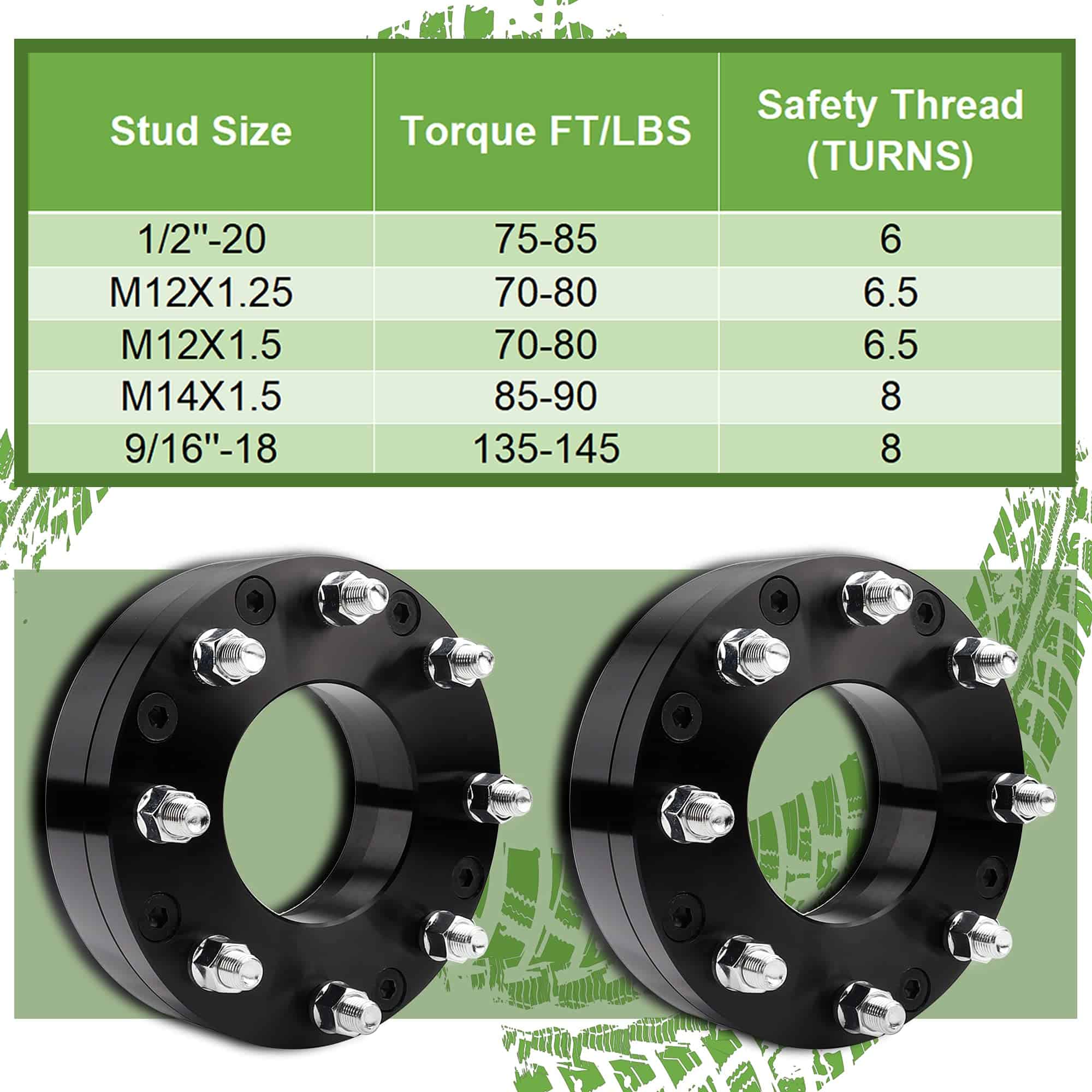 YIZBAP 2PCS 6x5.5 a 8x6.5 Adaptadores de Rueda, 2 pulgadas - Imagen 6