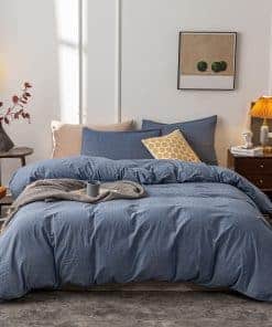 Funda de Edredón de Algodón Lavado -Azul Marino