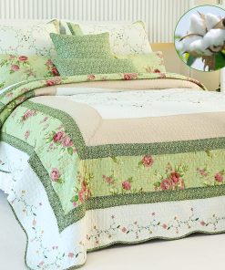 EVENHUG 100% Algodón Colcha Queen Size Set Floral Ligero
