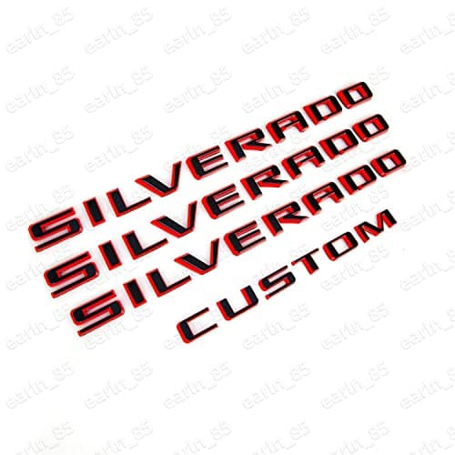 Kit 19-21 Negro Rojo Silverado Emblema Personalizado de