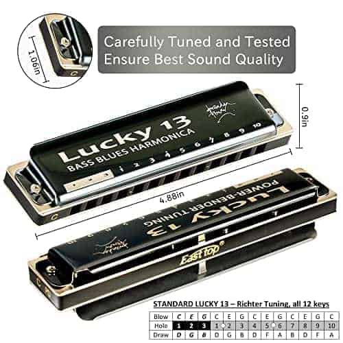 Armónica Lucky 13 Bass Plus Blues de East top 13 Agujeros - Imagen 5