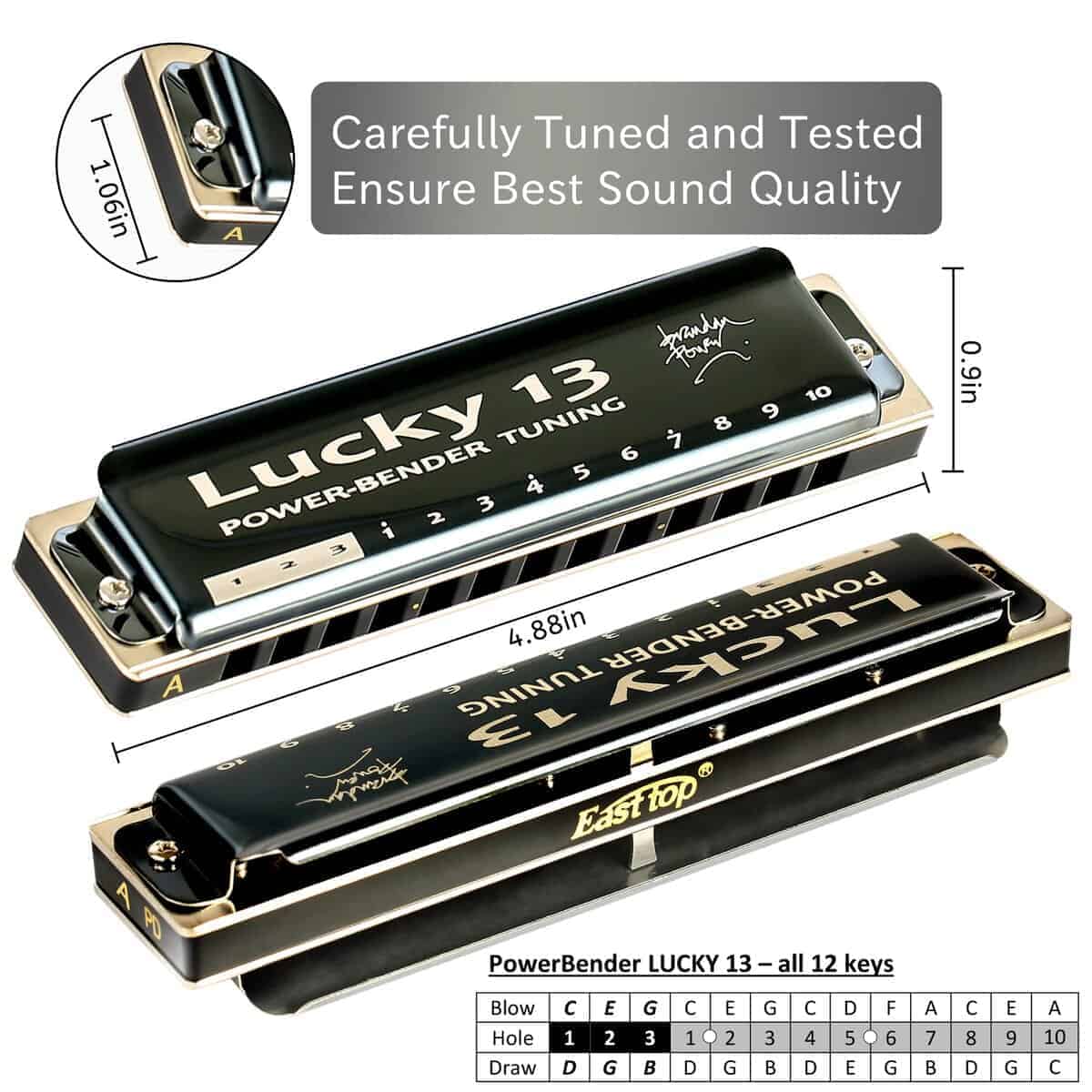 Armónica East top Lucky 13 Bass Plus Blues de 13 Agujeros - Imagen 5