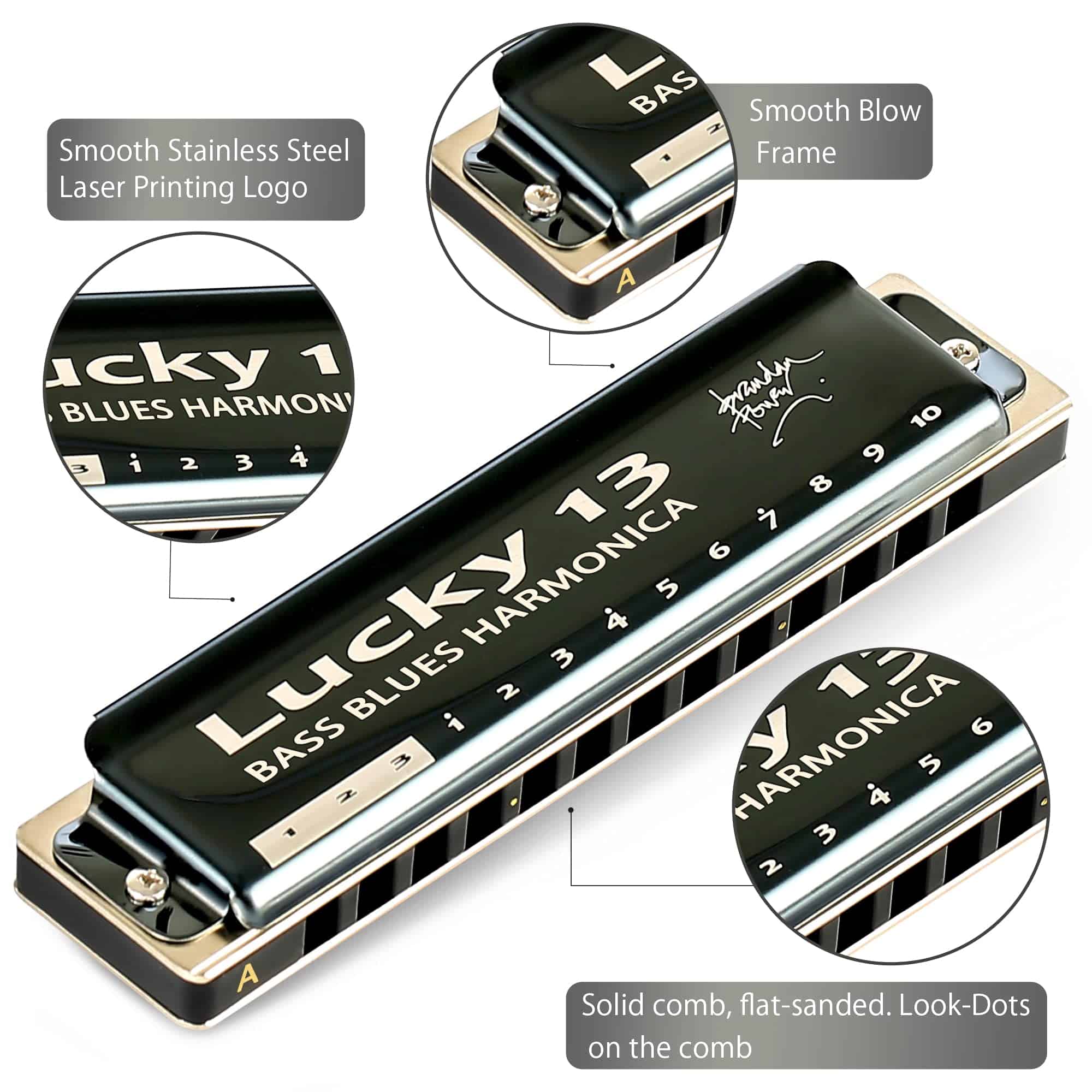 Armonica Lucky 13 Bass Plus Blues de East top de 13 - Imagen 3