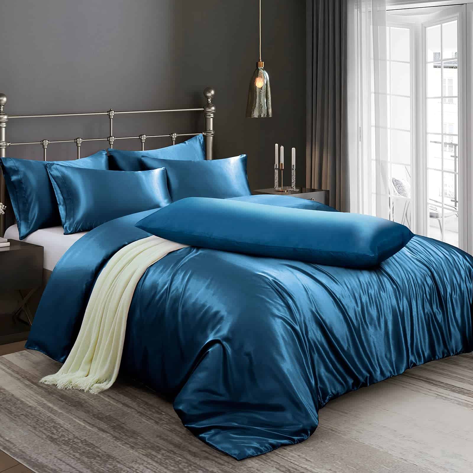 Juego de Funda de Edredón de Satén Ersmak 6 -Azul Marino - Imagen 8