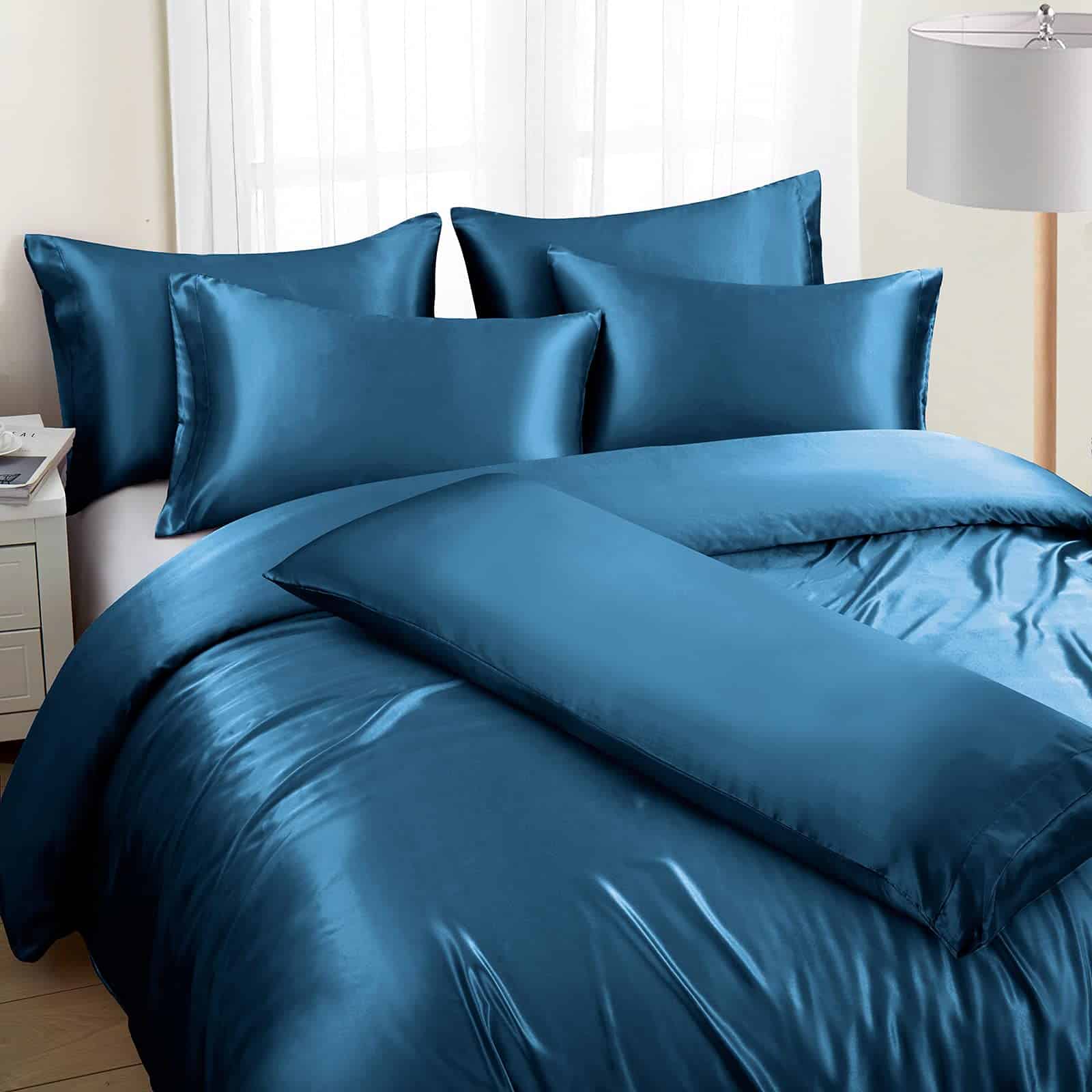 Juego de Funda de Edredón de Satén Ersmak 6 -Azul Marino