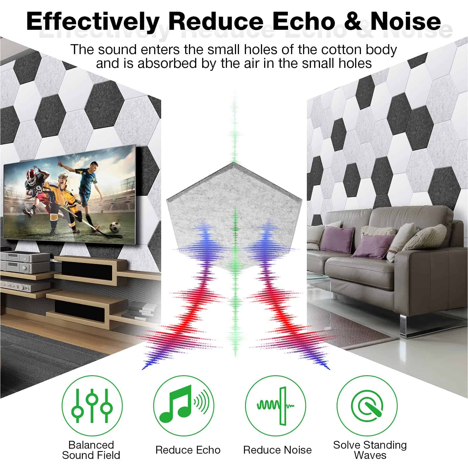 Panel Acústico Hexagonal Drydiet 18 Piezas de Aislamiento - Imagen 9