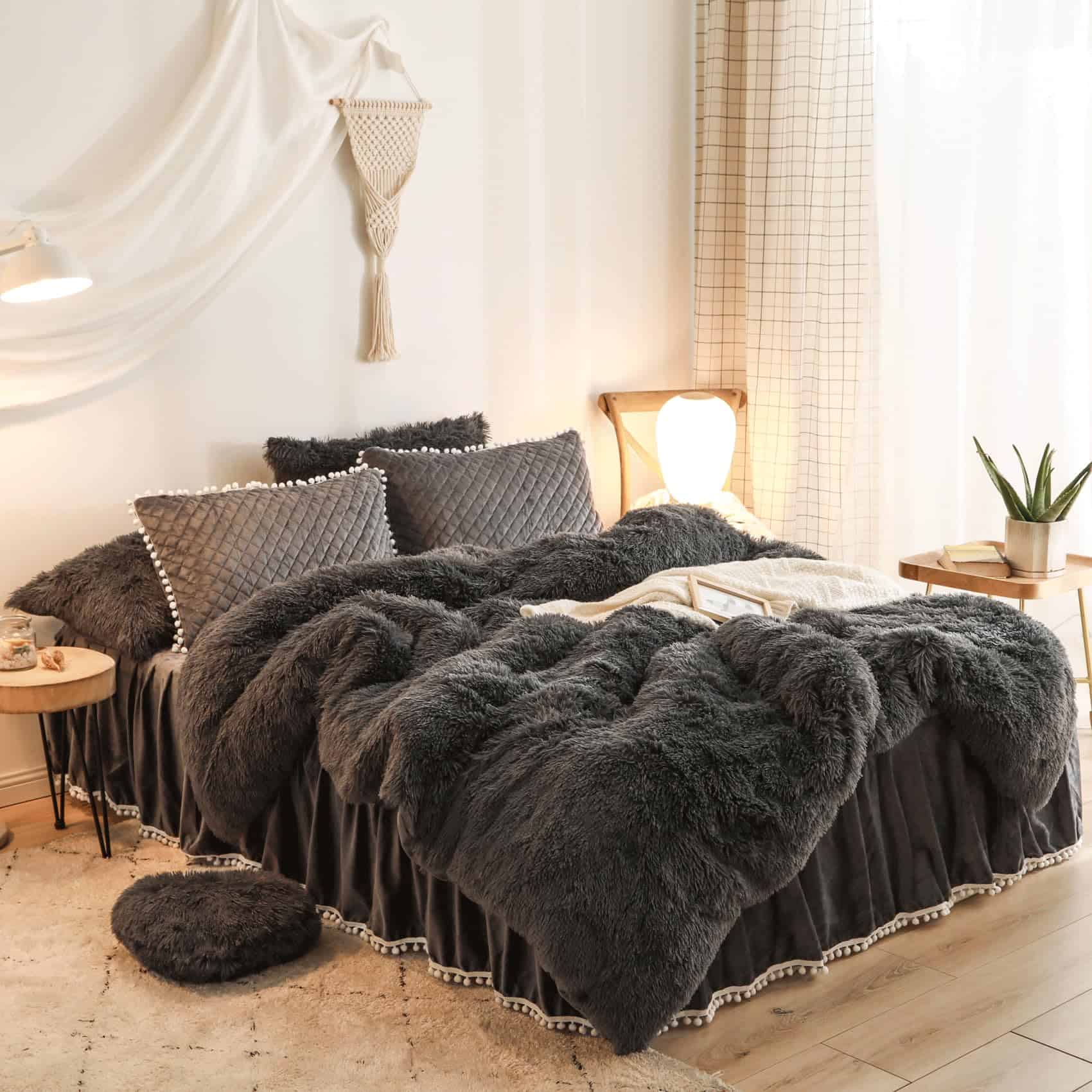 HAIHUA Funda de Edredón de Felpa Esponjosa Shaggy, Juego de - Imagen 3