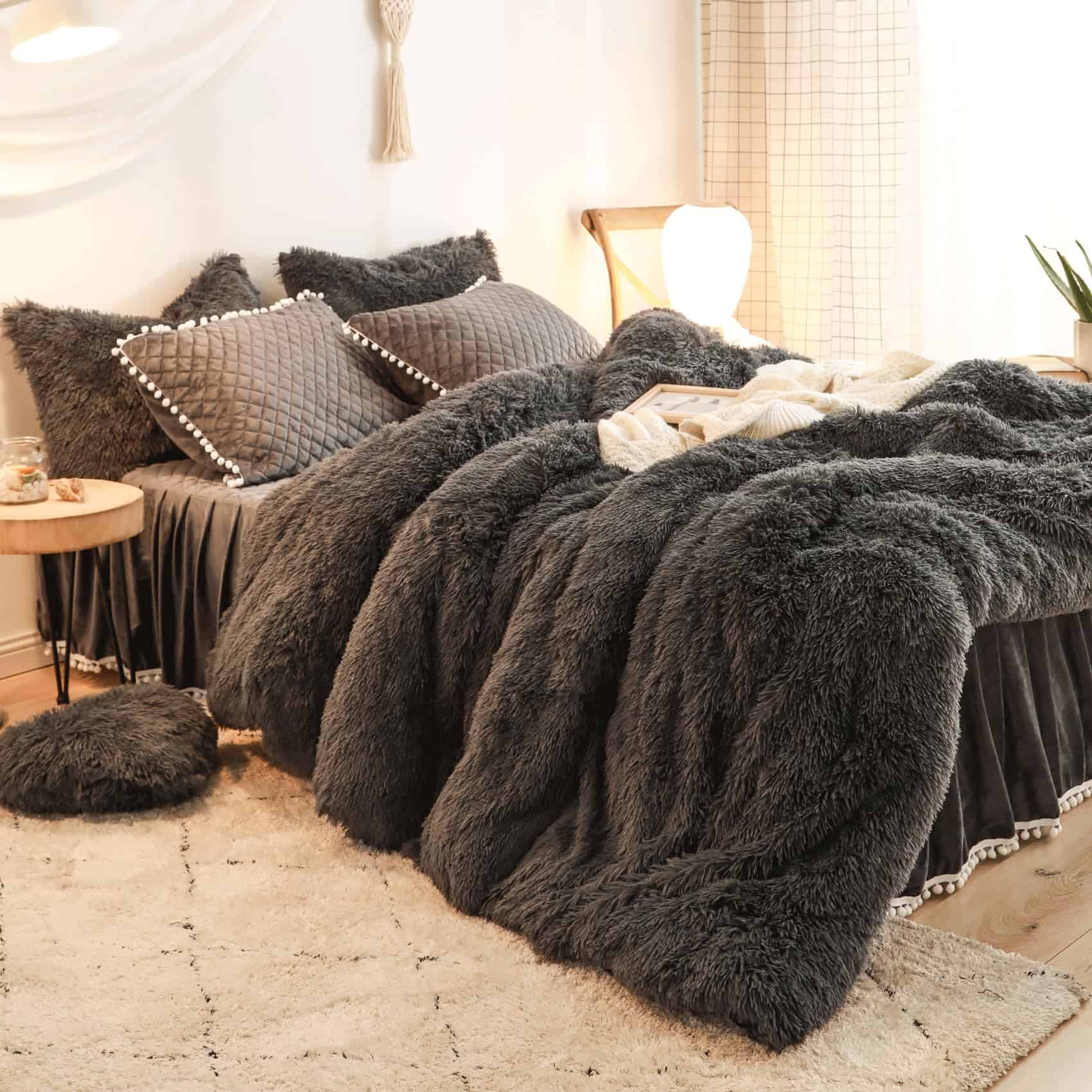 HAIHUA Funda de Edredón de Felpa Esponjosa Shaggy, Juego de - Imagen 6