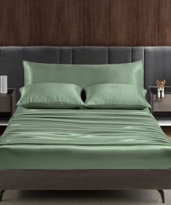 Juego de Sábanas de Satén Sedoso Entisn de 5 -Verde Salvia