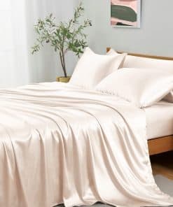 Juego de Sábanas de Satén Sedoso Entisn de 5 -Champagne