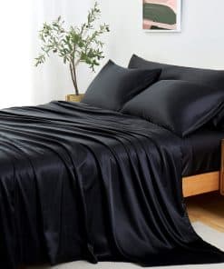 Juego de Sábanas de Seda Satinada Entisn de 5 Piezas, Juego