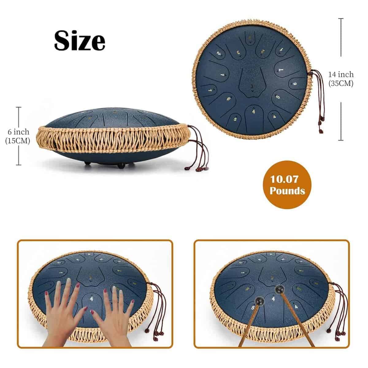 Steel Tongue Drum- ChunFeng 14 Pulgadas 15 Notas - Imagen 5
