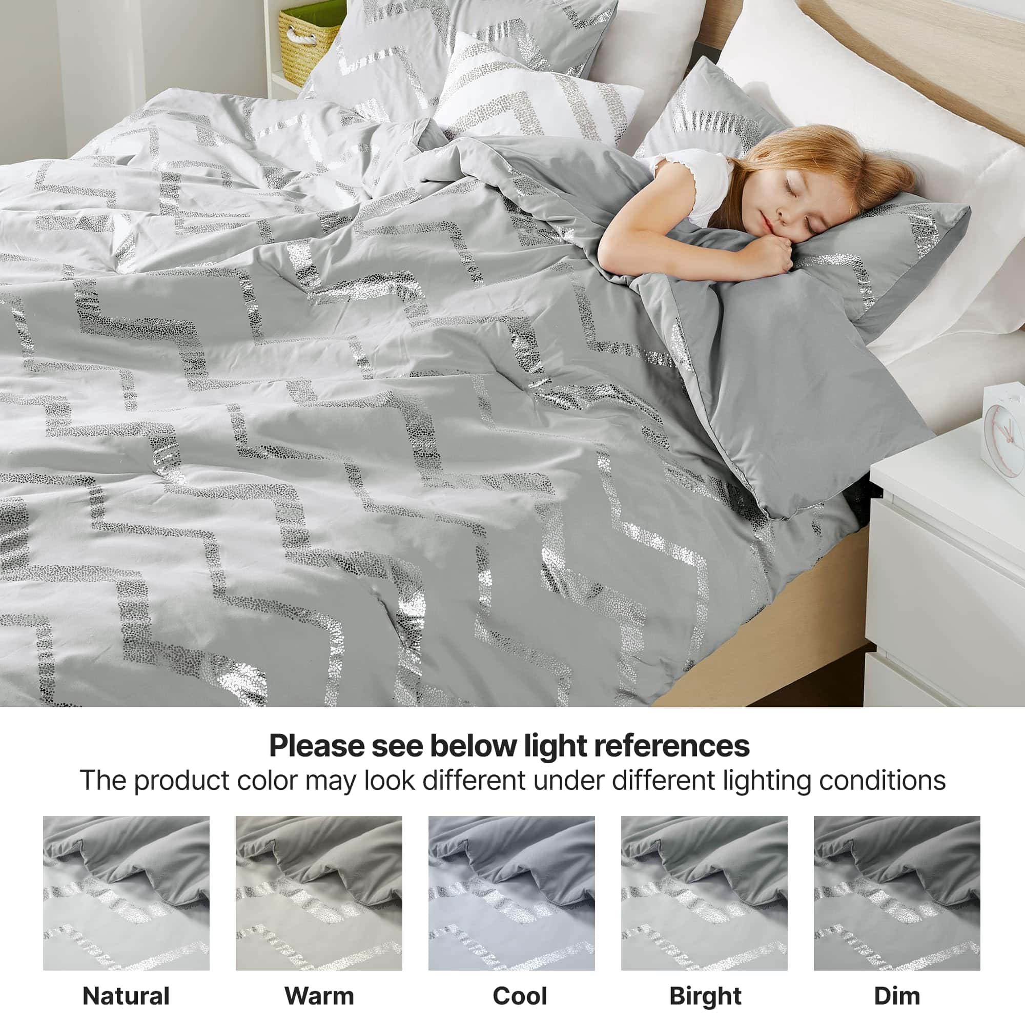 Juego de Ropa de Cama Codi Gris para Adolescentes, Edredón - Imagen 3