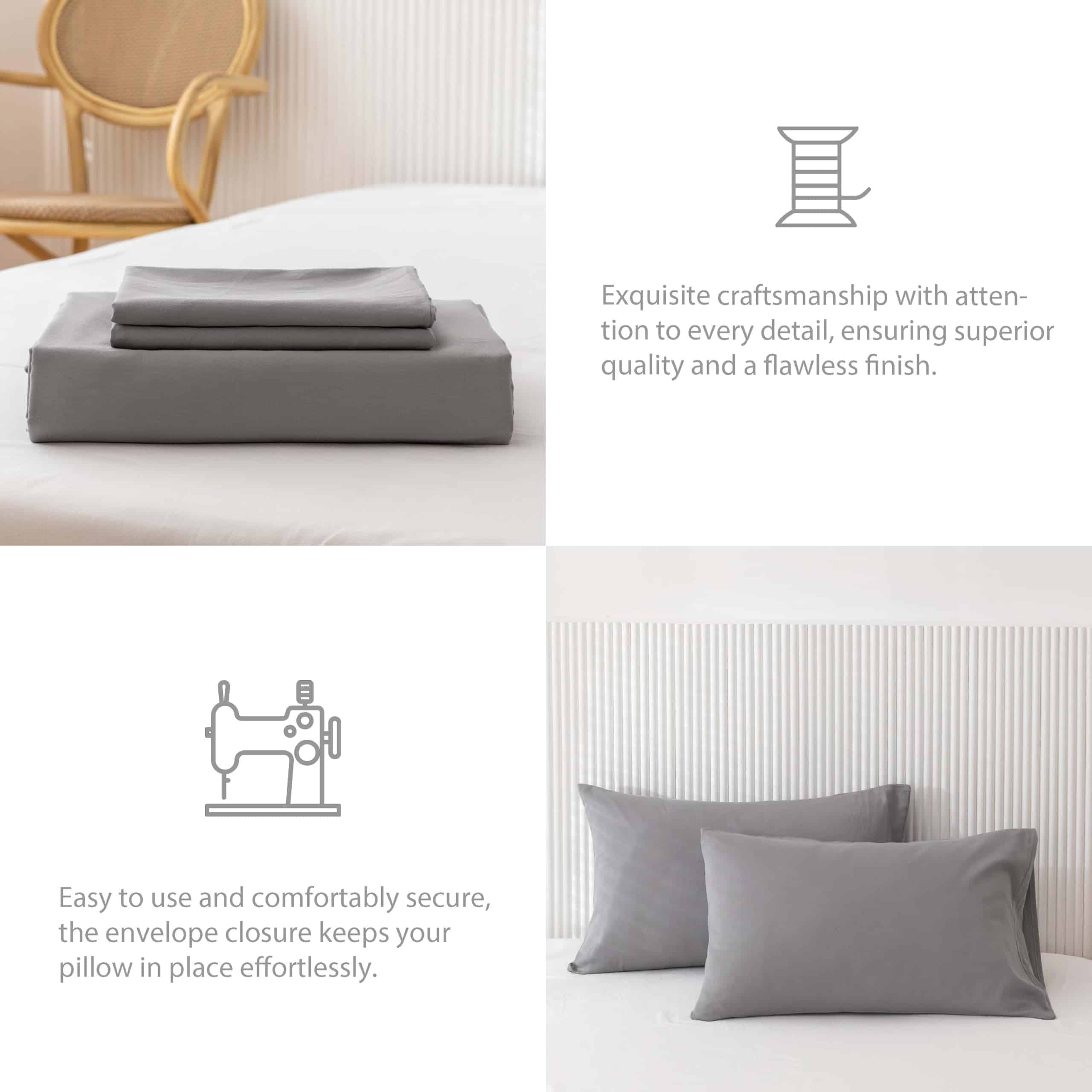 Juego de Funda Nórdica de Algodón de Fibra -Gris Aleación - Imagen 7