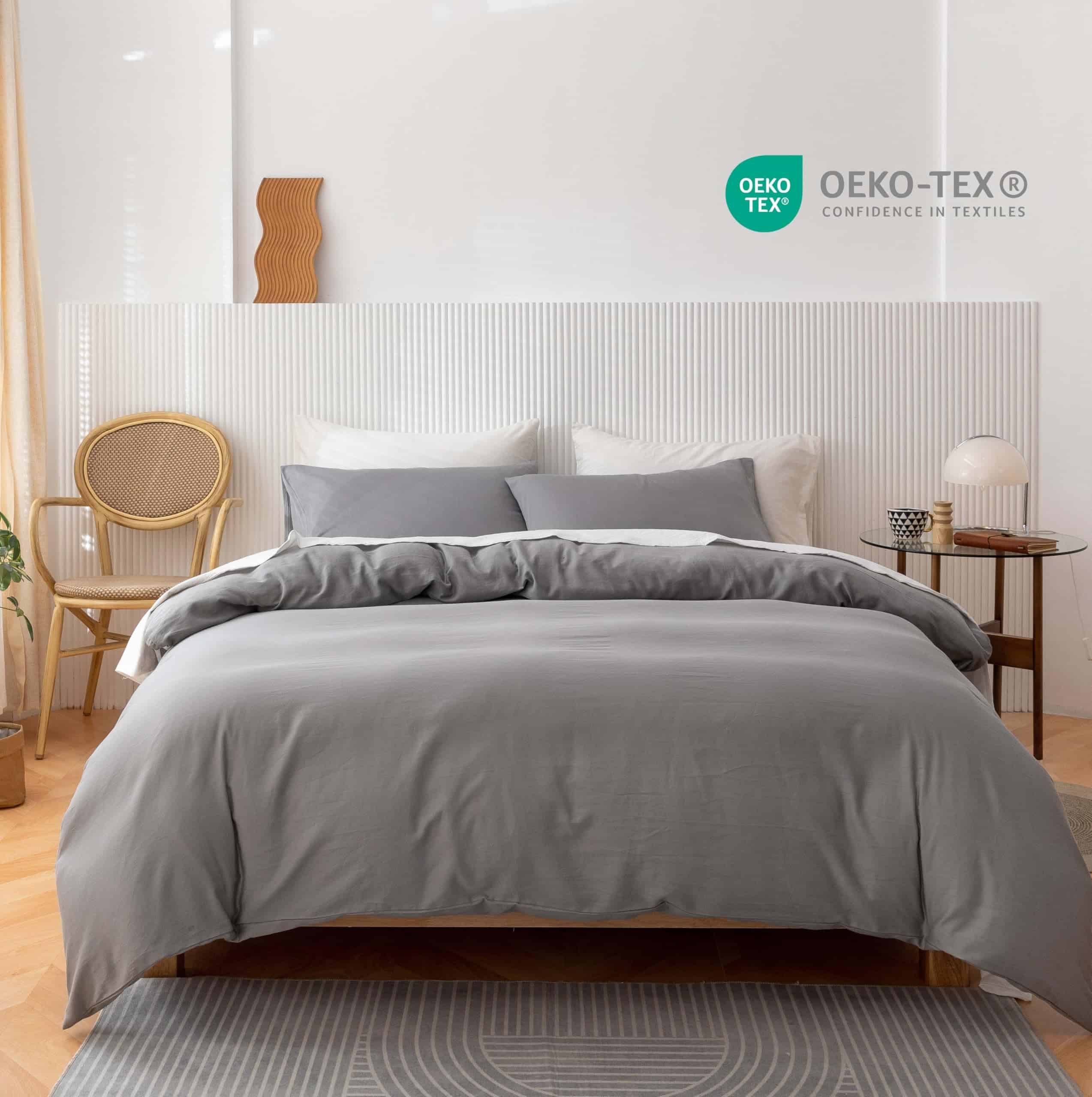 Juego de Funda Nórdica de Algodón de Fibra -Gris Aleación - Imagen 4