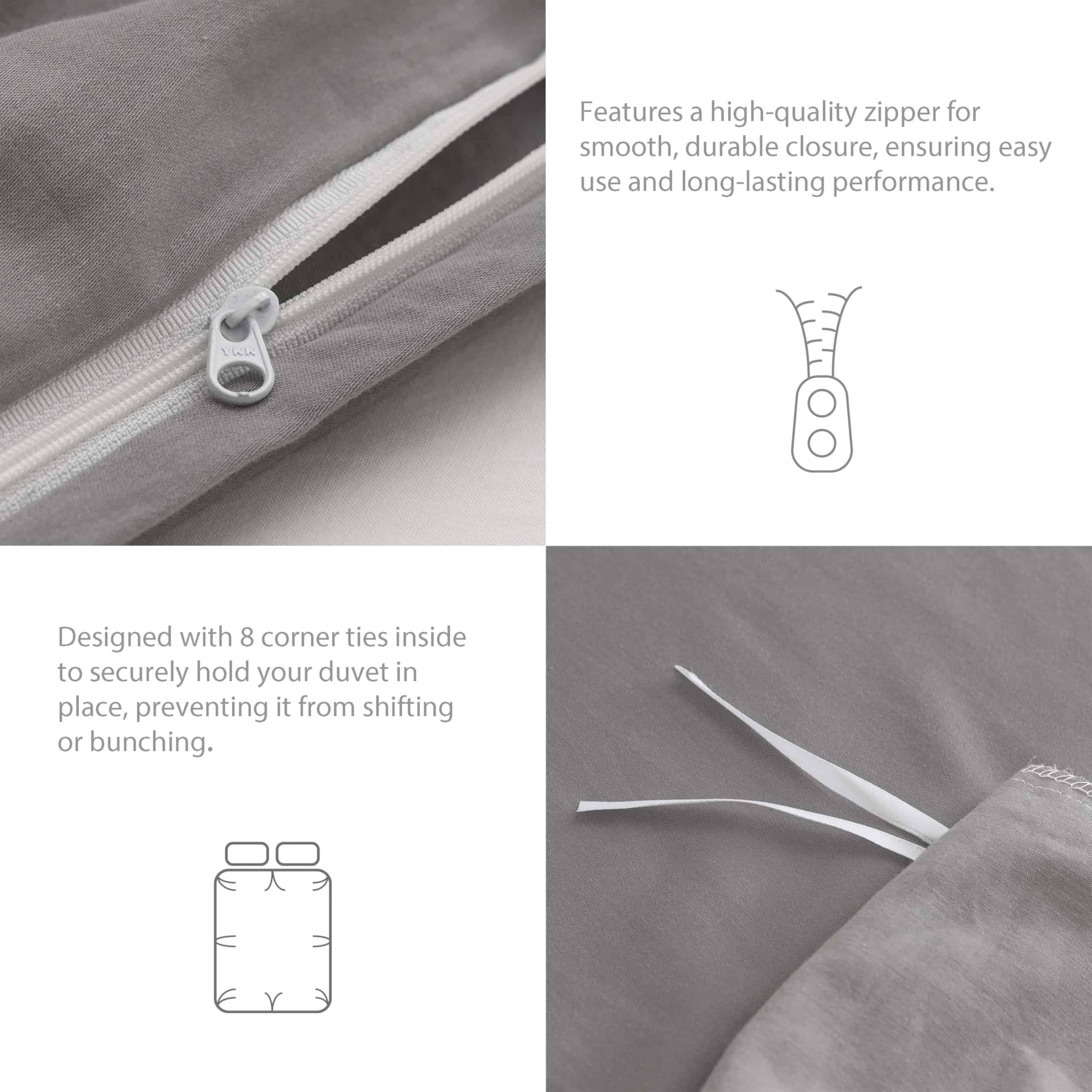 Juego de Funda Nórdica de Algodón de Fibra -Gris Aleación - Imagen 5