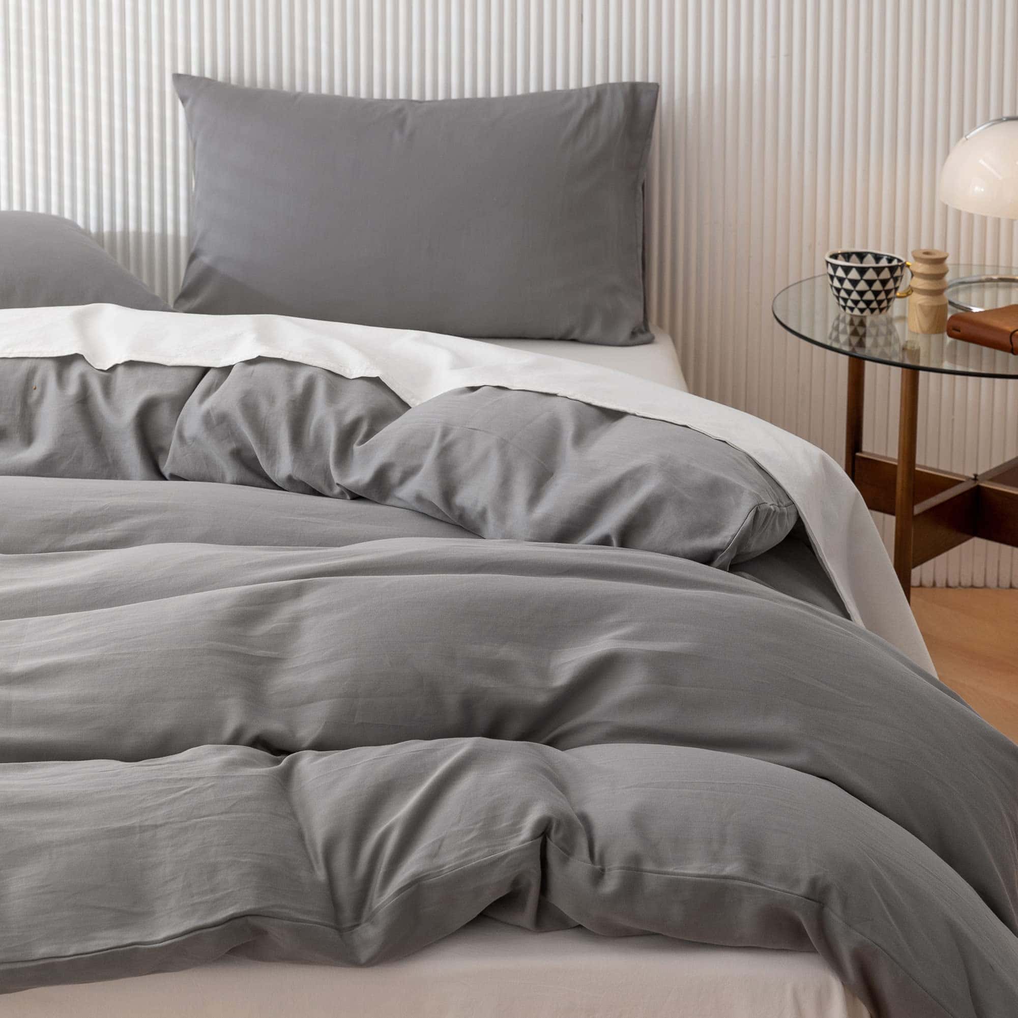 Juego de Funda Nórdica de Algodón de Fibra -Gris Aleación - Imagen 8