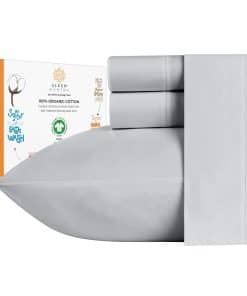 Juego de sábanas King de algodón orgánico -Gris Claro